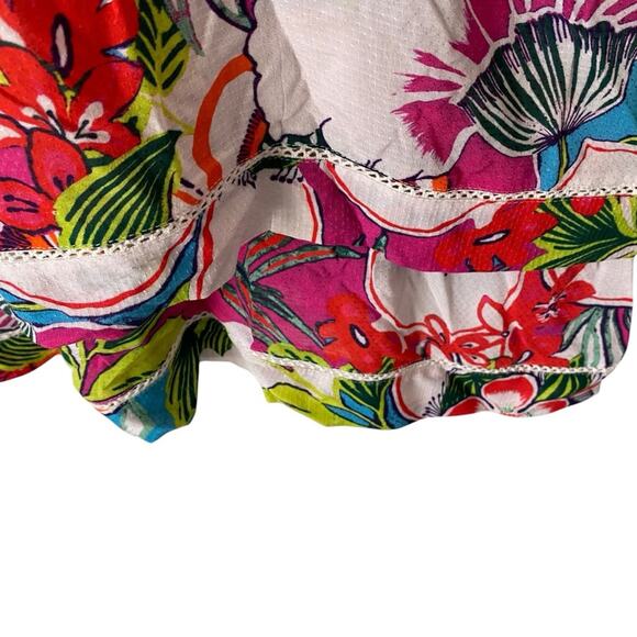 Anthropologie Willow Floral Mini Dress Pink White Red size small Hawaiian Print - Picture 4 of 8